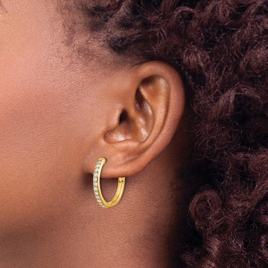 14kt Yellow Gold Diamond Hinged Hoop Earrings