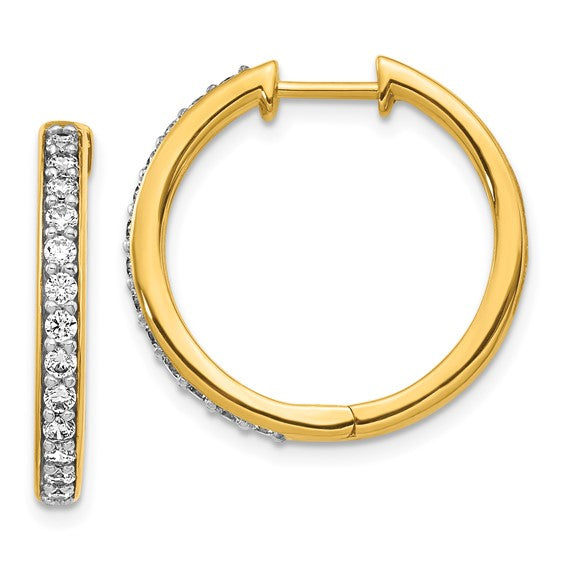 14kt Yellow Gold Diamond Hinged Hoop Earrings