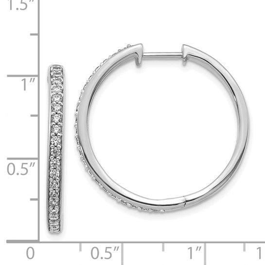 14kt White Gold Diamond Hinged Hoop Earrings