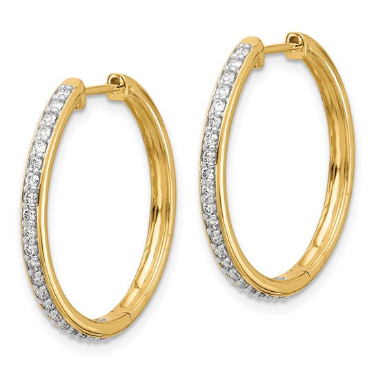 14kt Yellow Gold Diamond Hinged Hoop Earrings