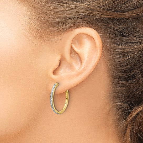14kt Yellow Gold Diamond Hinged Hoop Earrings
