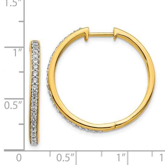 14kt Yellow Gold Diamond Hinged Hoop Earrings