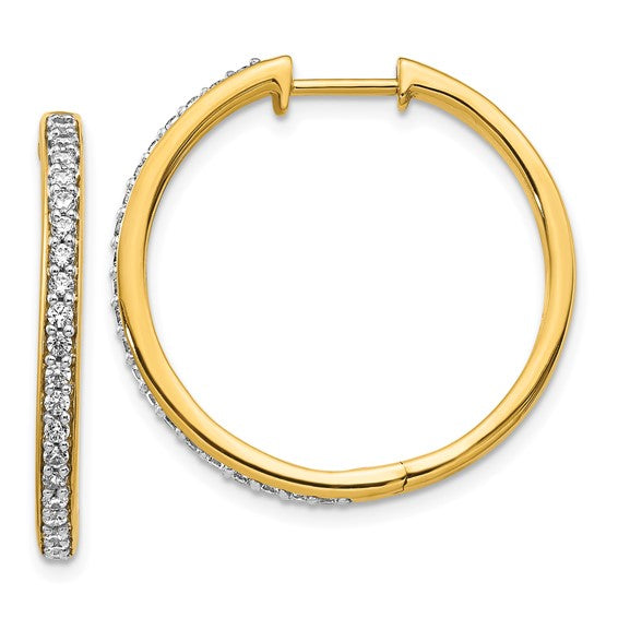 14kt Yellow Gold Diamond Hinged Hoop Earrings