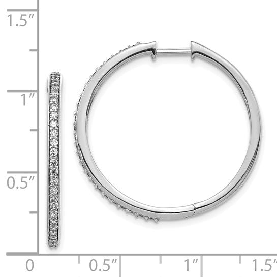14kt White Gold Diamond Hinged Hoop Earrings