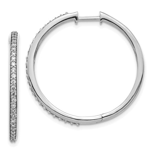 14kt White Gold Diamond Hinged Hoop Earrings