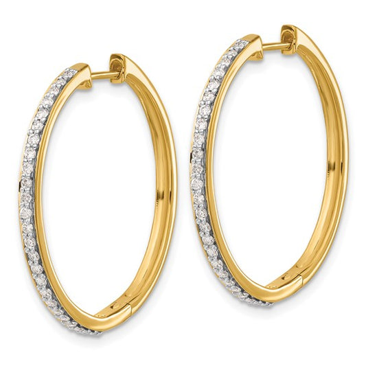 14kt Yellow Gold Diamond Hinged Hoop Earrings