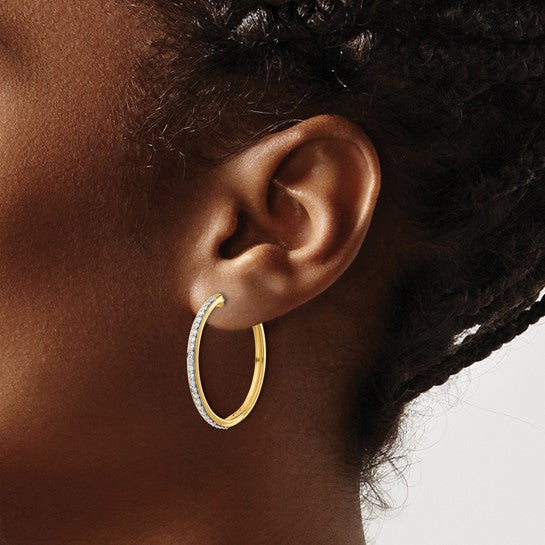 14kt Yellow Gold Diamond Hinged Hoop Earrings