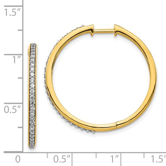 14kt Yellow Gold Diamond Hinged Hoop Earrings