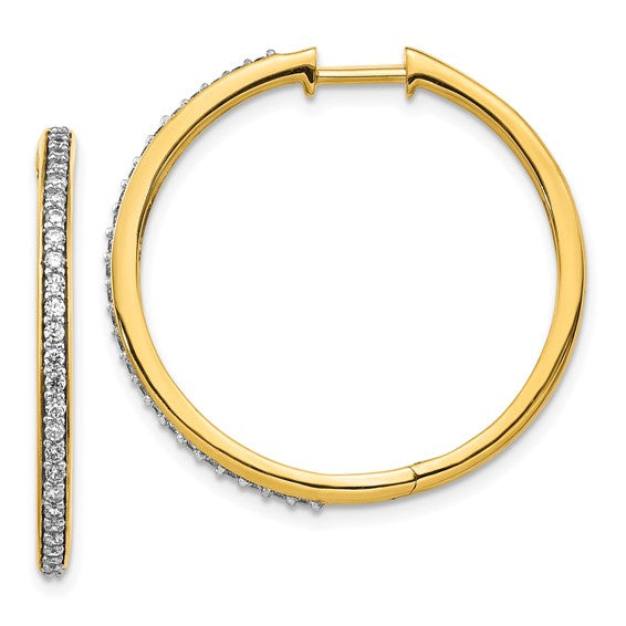 14kt Yellow Gold Diamond Hinged Hoop Earrings