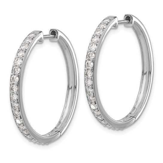 14kt White Gold Diamond Hinged Hoop Earrings