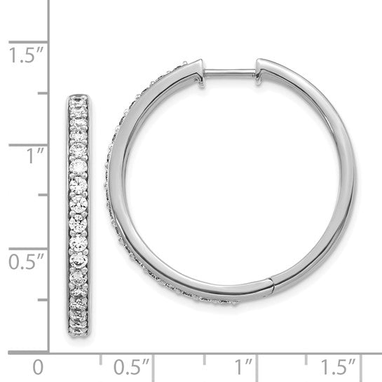 14kt White Gold Diamond Hinged Hoop Earrings