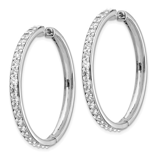 14kt White Gold Diamond Hinged Hoop Earrings