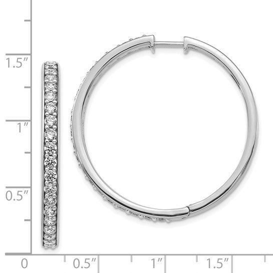 14kt White Gold Diamond Hinged Hoop Earrings