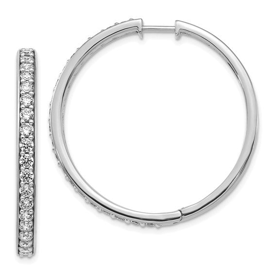 14kt White Gold Diamond Hinged Hoop Earrings