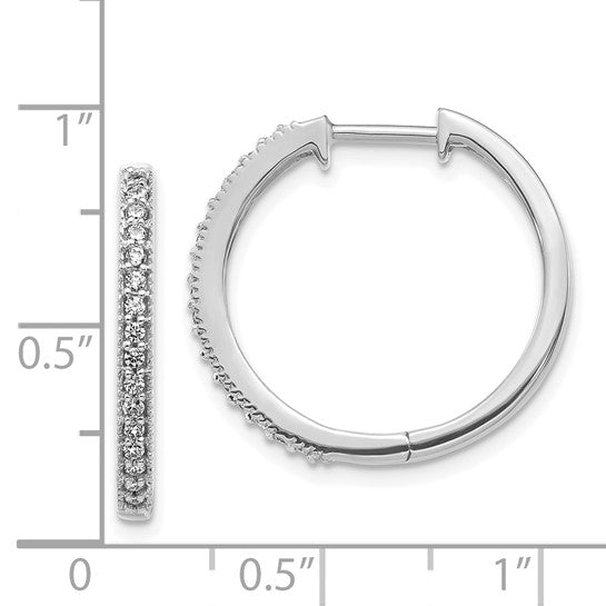 14kt White Gold Diamond Milgrain Hinged Hoop Earrings
