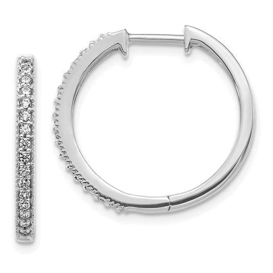 14kt White Gold Diamond Milgrain Hinged Hoop Earrings