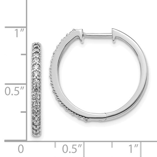 14kt White Gold Diamond Milgrain Hinged Hoop Earrings
