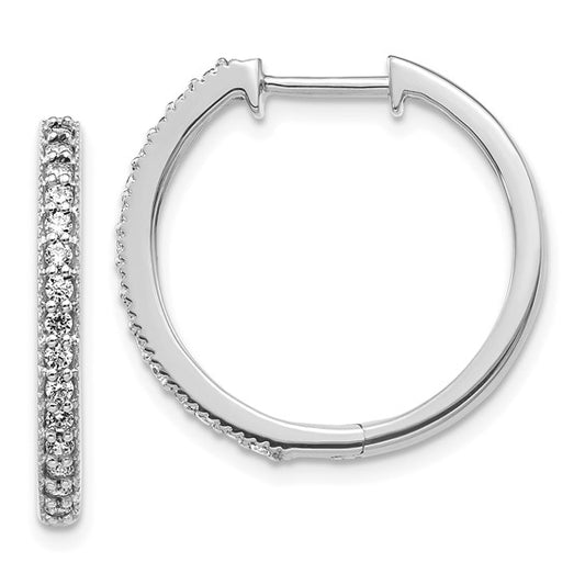 14kt White Gold Diamond Milgrain Hinged Hoop Earrings
