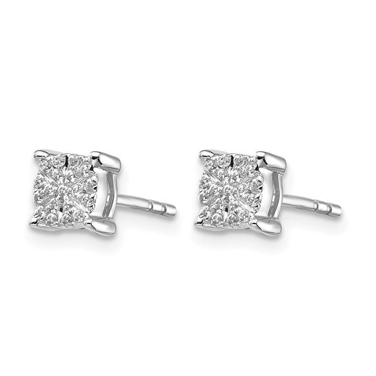 14kt White Gold Diamond Cluster Post Earrings