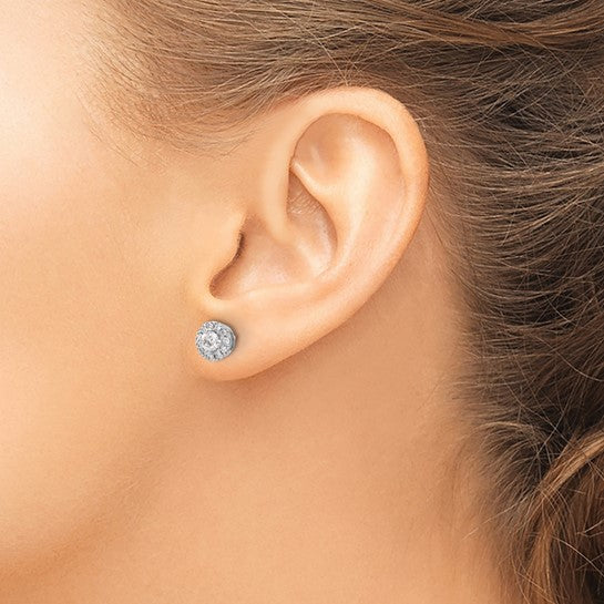 14kt White Gold Diamond Cluster Post Earrings