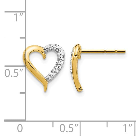 14kt Yellow Gold Diamond Heart Post Earrings