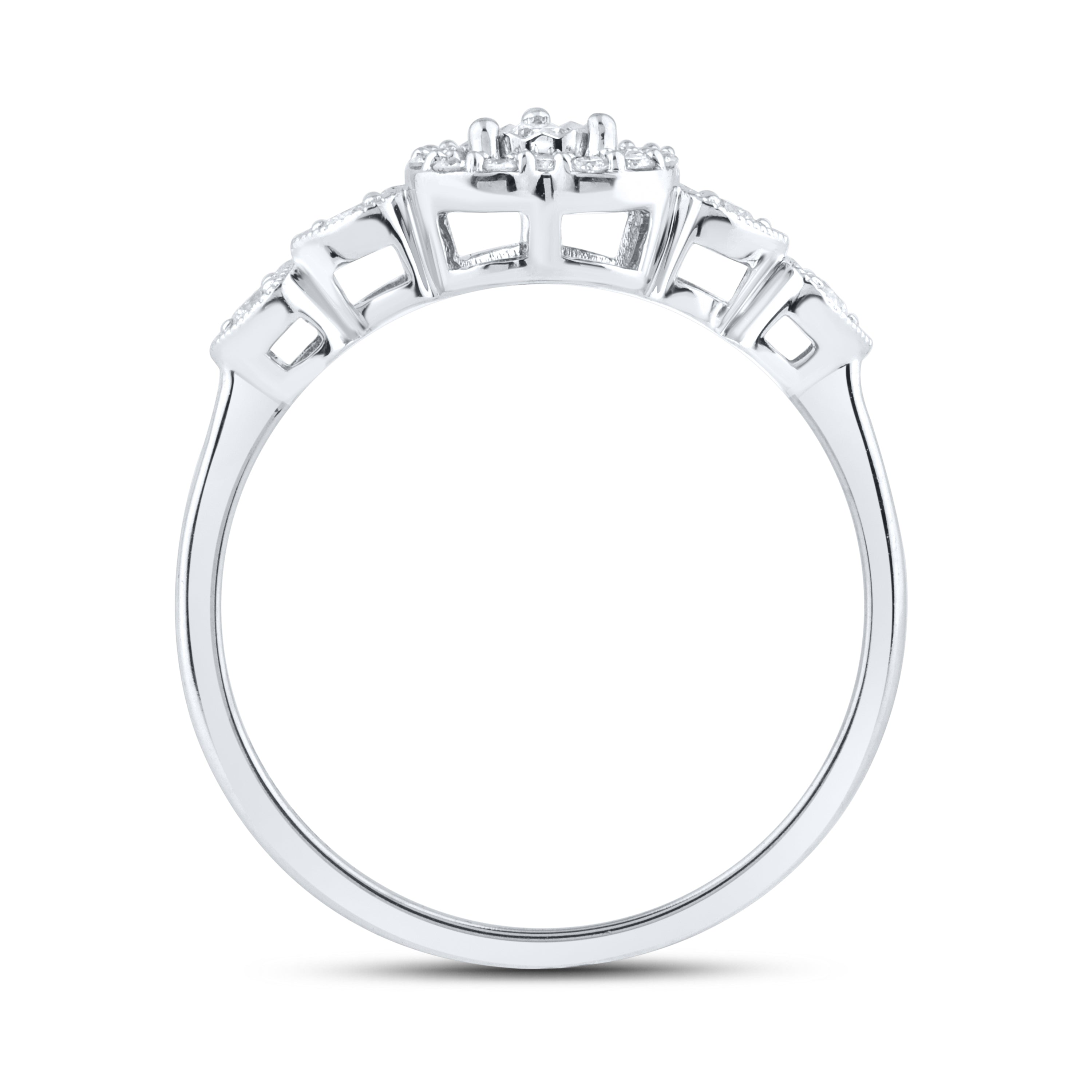 14kt White Gold 0.21 CTW Natural Diamond Heart Shape Ring