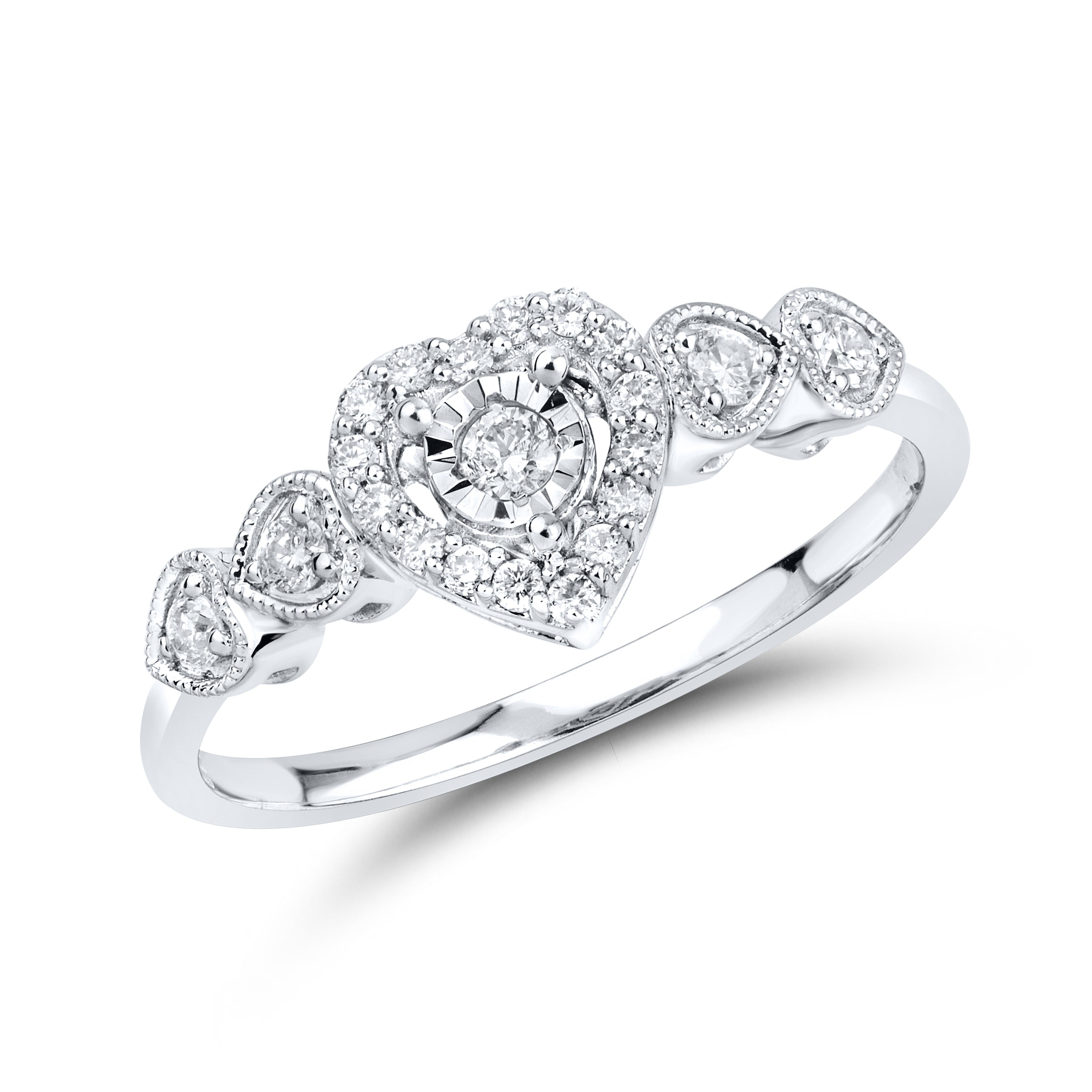 14kt White Gold 0.21 CTW Natural Diamond Heart Shape Ring
