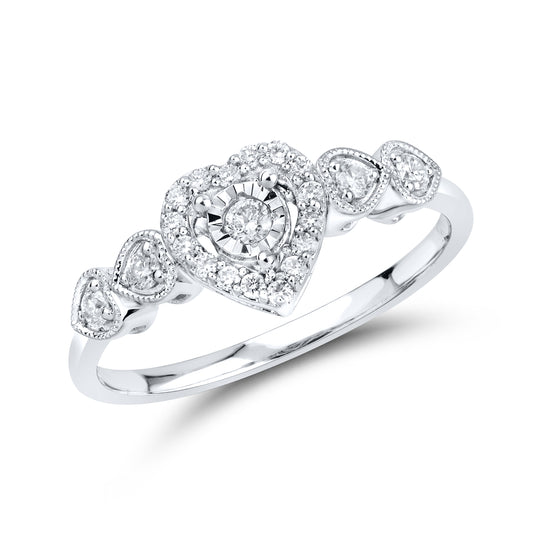 14kt White Gold 0.21 CTW Natural Diamond Heart Shape Ring