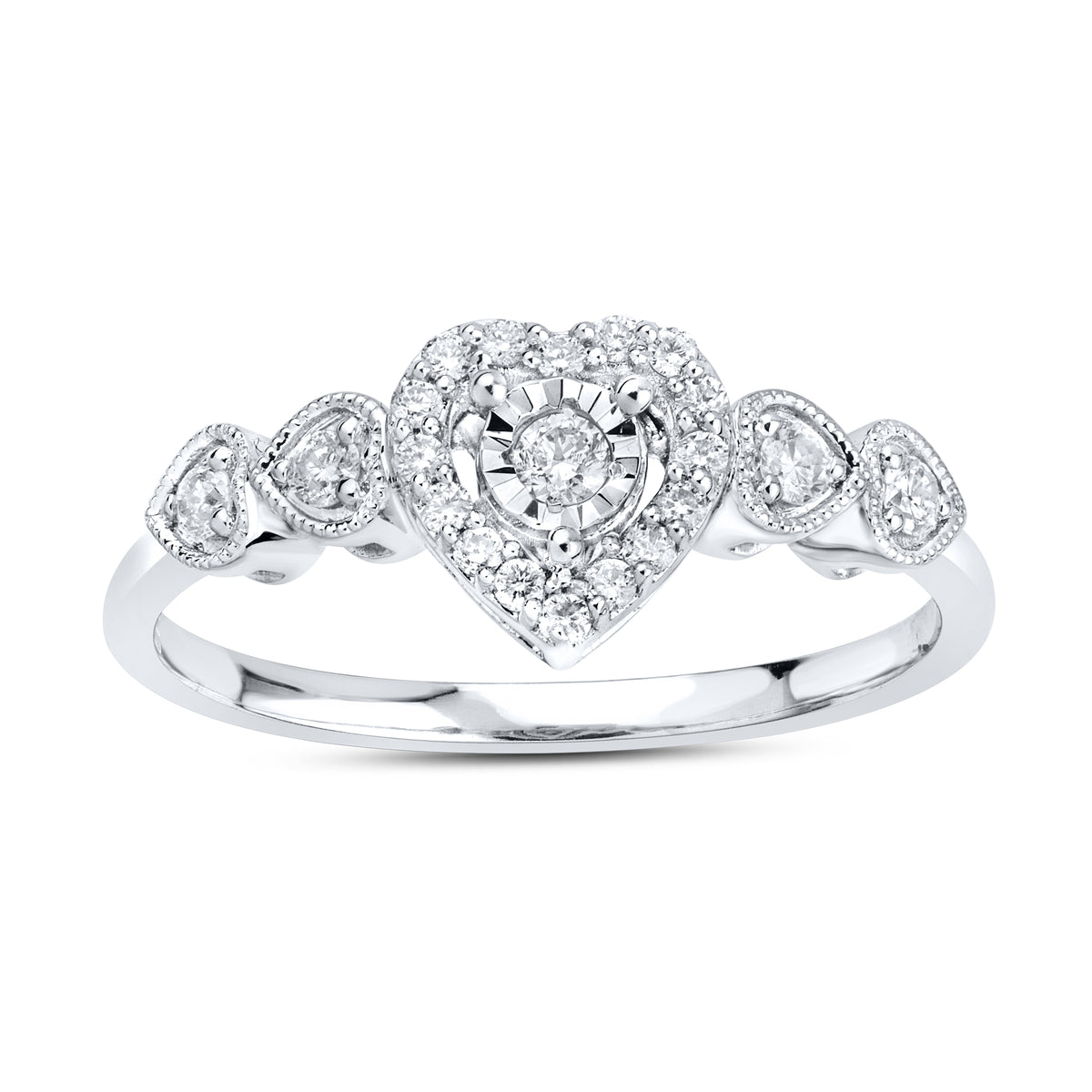 14kt White Gold 0.21 CTW Natural Diamond Heart Shape Ring
