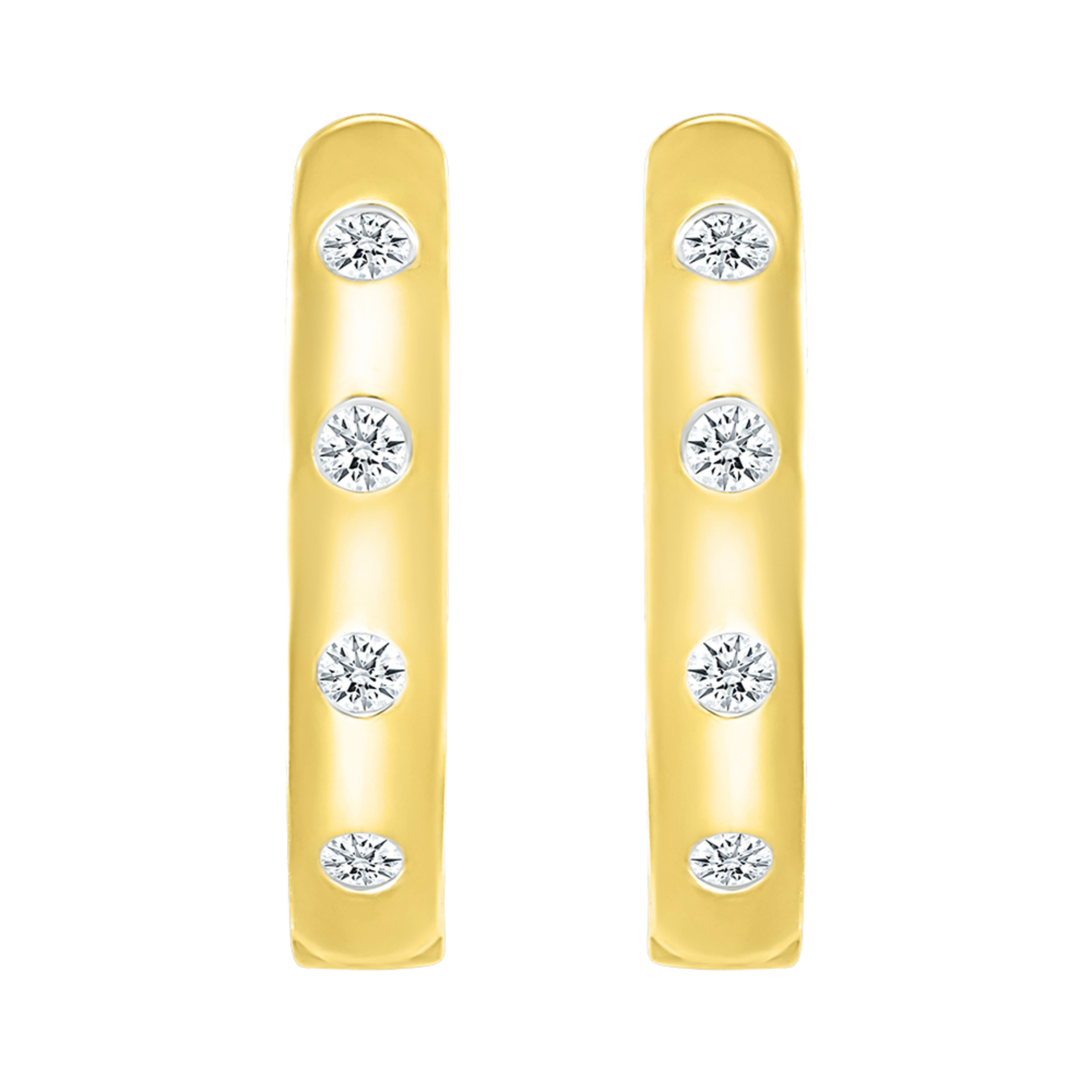14k Yellow Gold 0.16 ctw diamond hoops