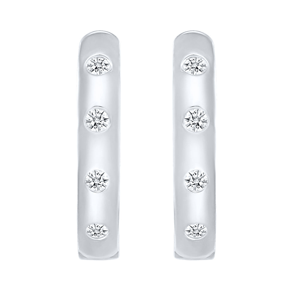 14kt White Gold 0.16 CTW Natural Diamond hoop Earrings