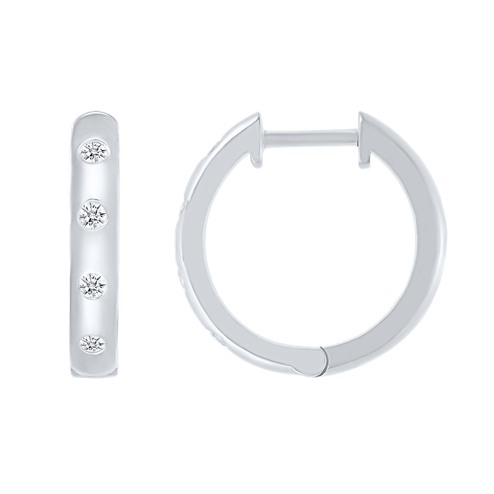 14kt White Gold 0.16 CTW Natural Diamond hoop Earrings