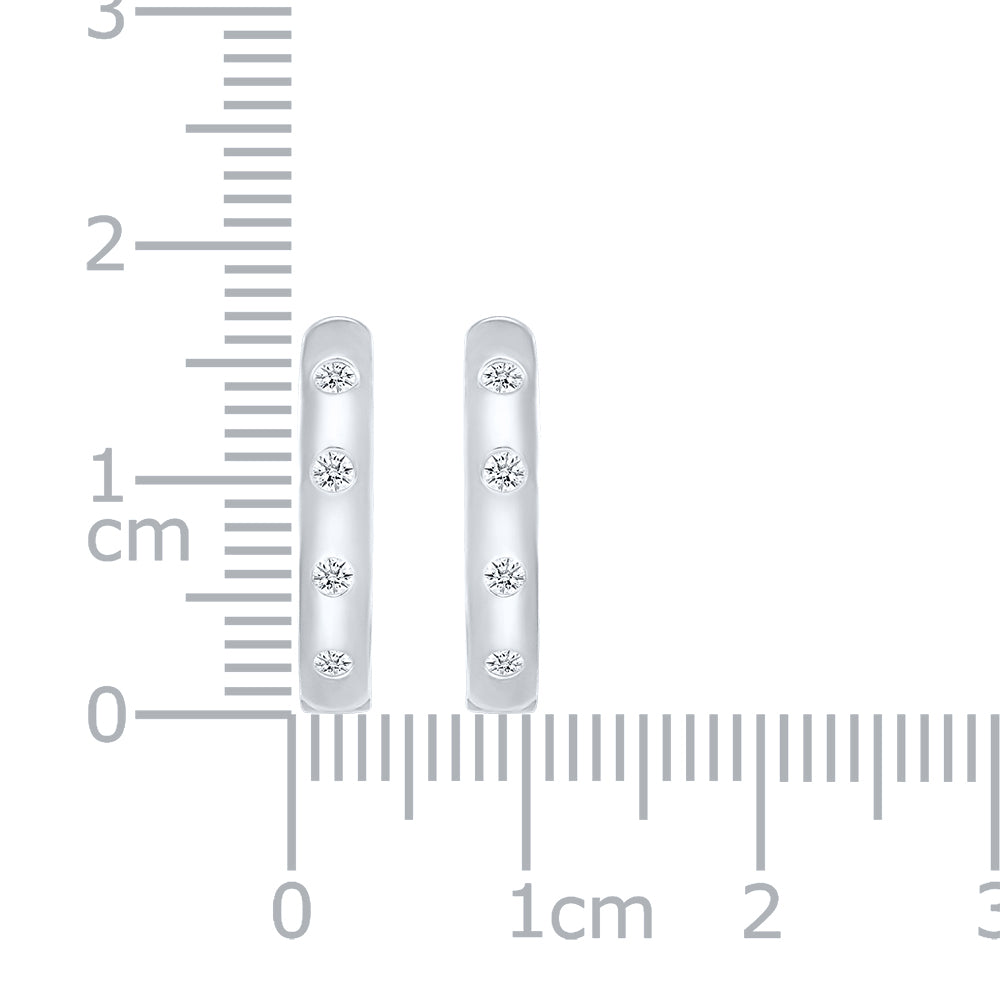 14kt White Gold 0.16 CTW Natural Diamond hoop Earrings