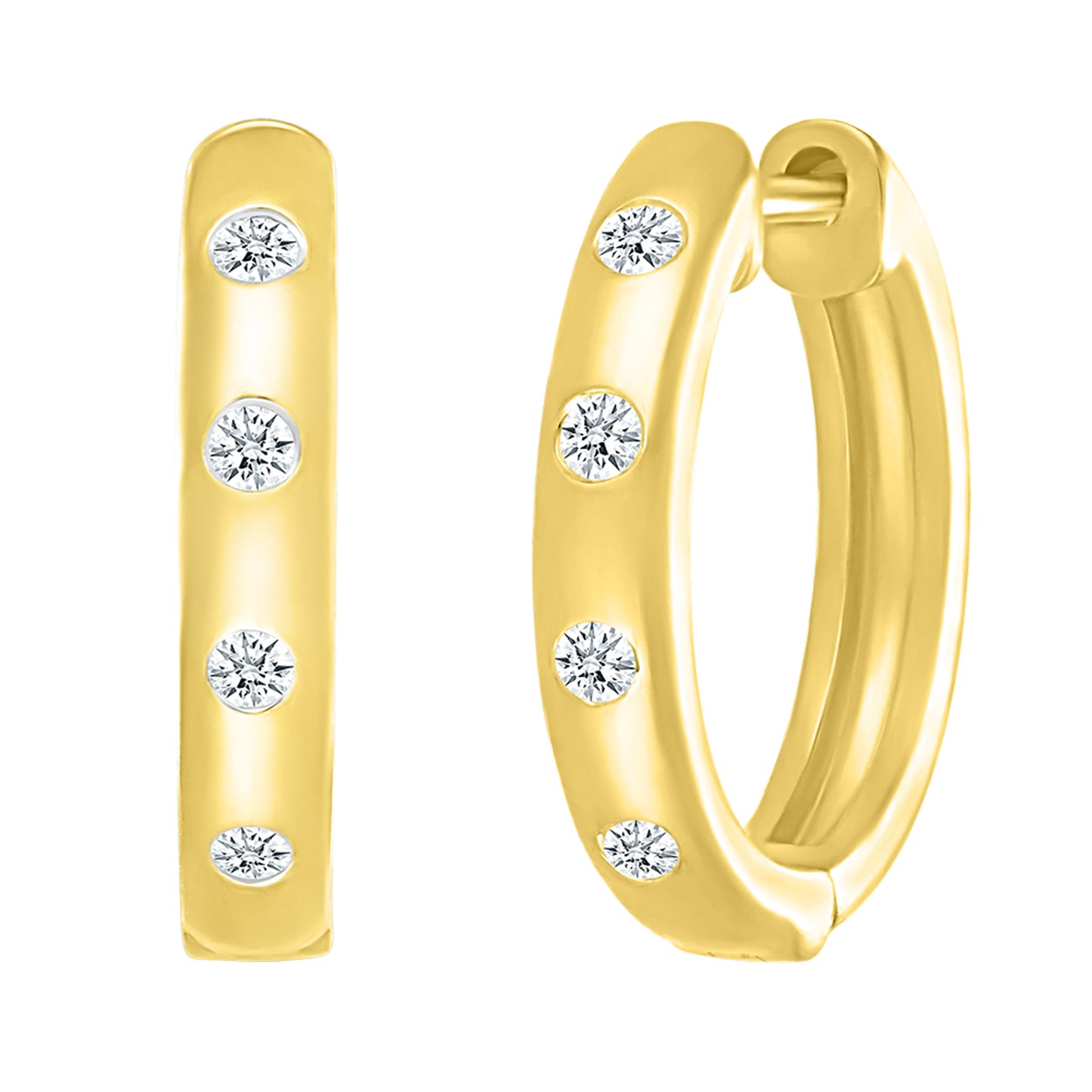 14k Yellow Gold 0.16 ctw diamond hoops