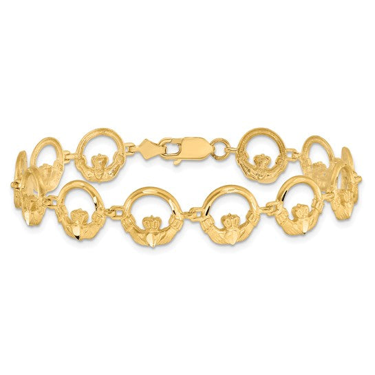 14KT Yellow Gold Claddagh Bracelet