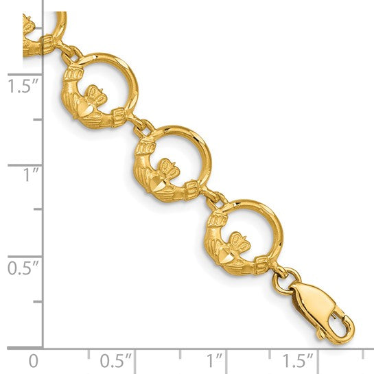 14KT Yellow Gold Claddagh Bracelet