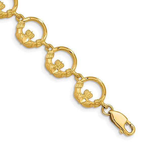14KT Yellow Gold Claddagh Bracelet