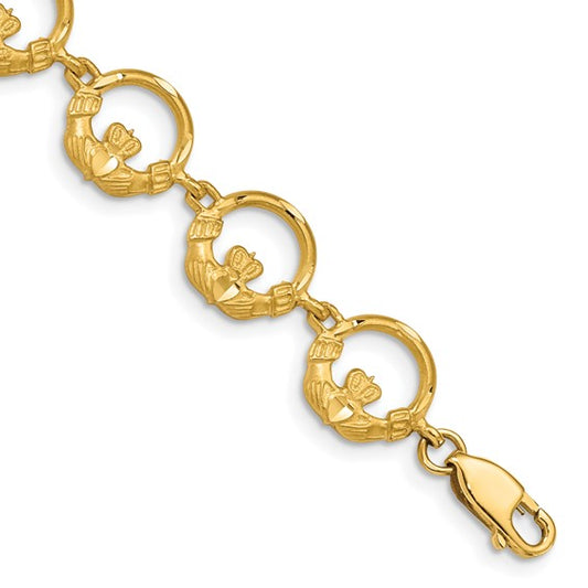 14KT Yellow Gold Claddagh Bracelet