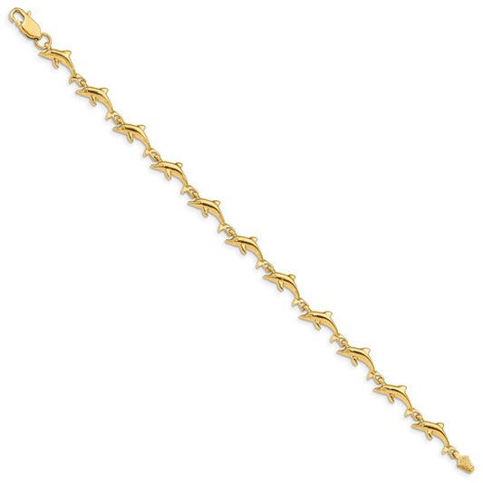 14KT Yellow Gold Dolphin Bracelet