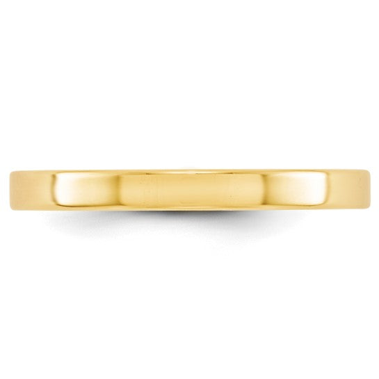 14kt Yellow Gold 2.5mm Lightweight Flat Wedding Band Size 13