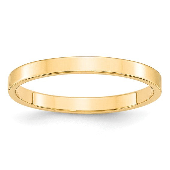 14kt Yellow Gold 2.5mm Lightweight Flat Wedding Band Size 4.5