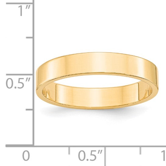 14kt Yellow Gold 4mm Lightweight Flat Wedding Band Size 10.5