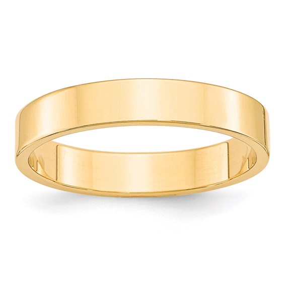14kt Yellow Gold 4mm Lightweight Flat Wedding Band Size 10.5