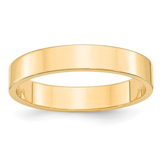 14kt Yellow Gold 4mm Lightweight Flat Wedding Band Size 10.5