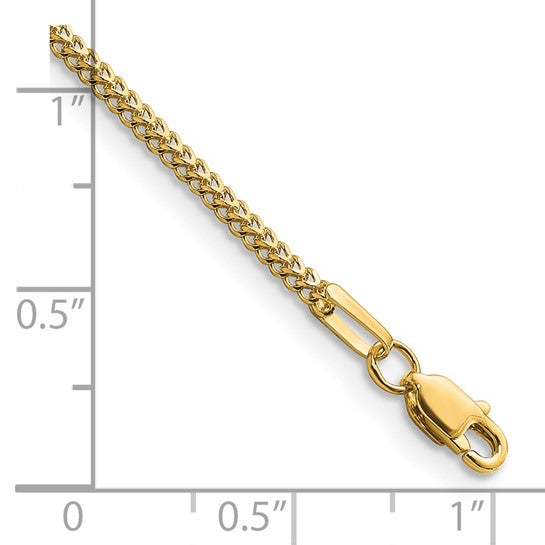 14KT Yellow Gold 8 inch 1.3mm Franco with Lobster Clasp Bracelet