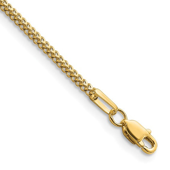 14kt Yellow Gold  7 inch 1.3mm Franco with Lobster Clasp Bracelet