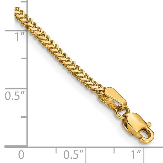 14KT Yellow Gold 7 inch 1.4mm Franco with Lobster Clasp Bracelet