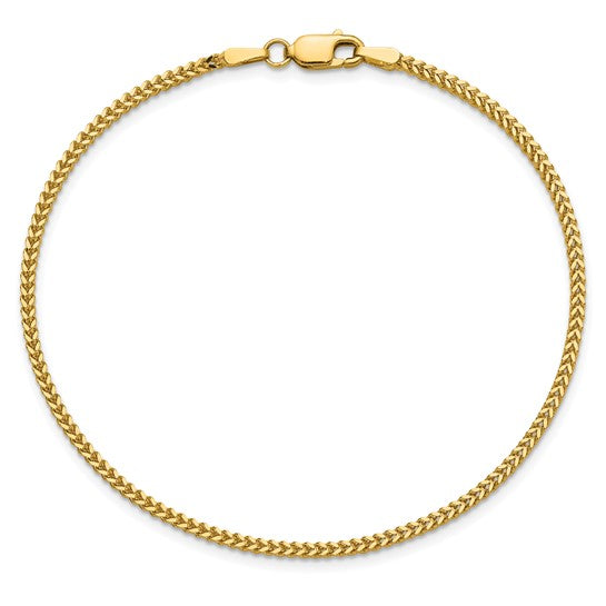 14KT Yellow Gold 8 inch 1.4mm Franco with Lobster Clasp Bracelet