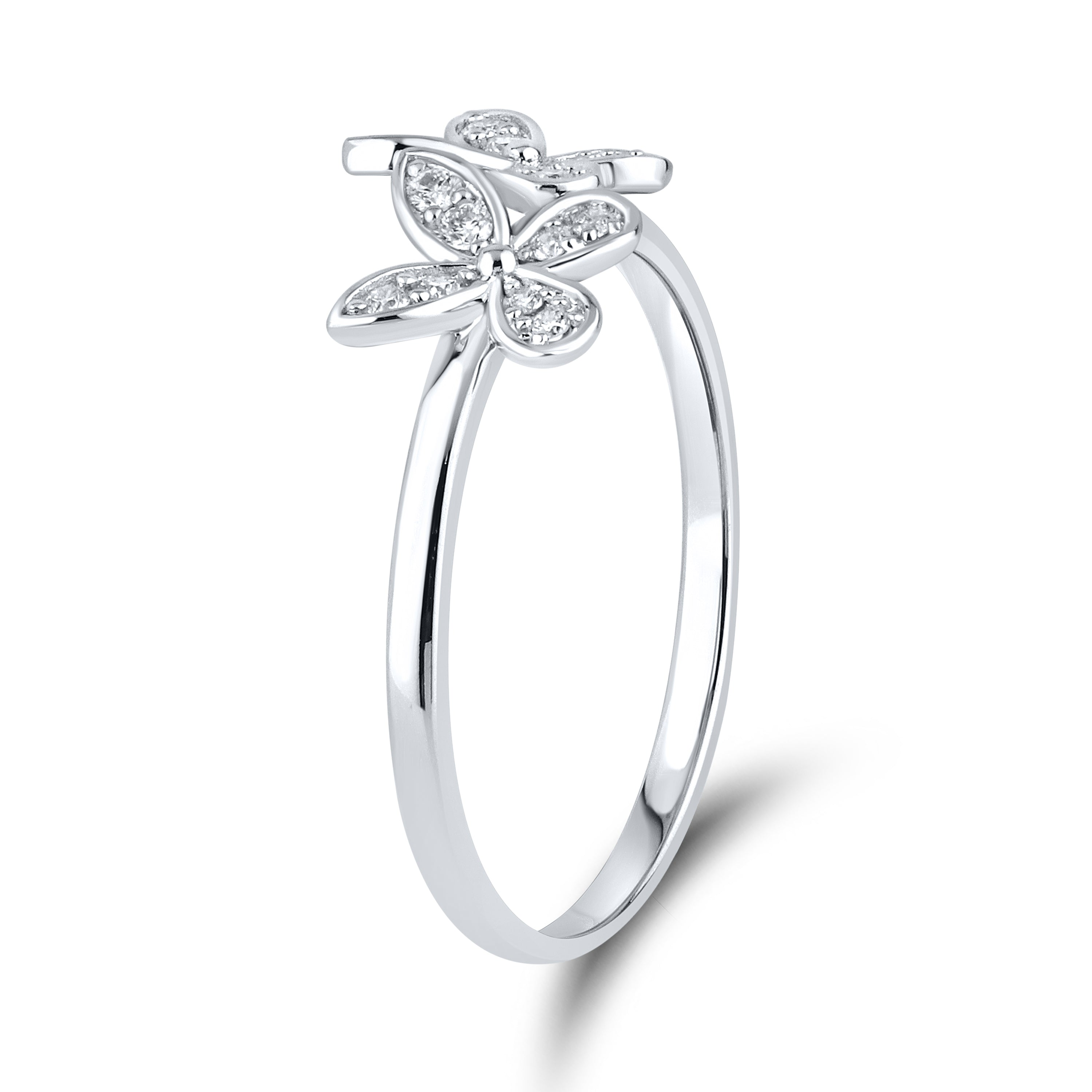 14kt White Gold 0.11 CTW Diamond Butterfly ring