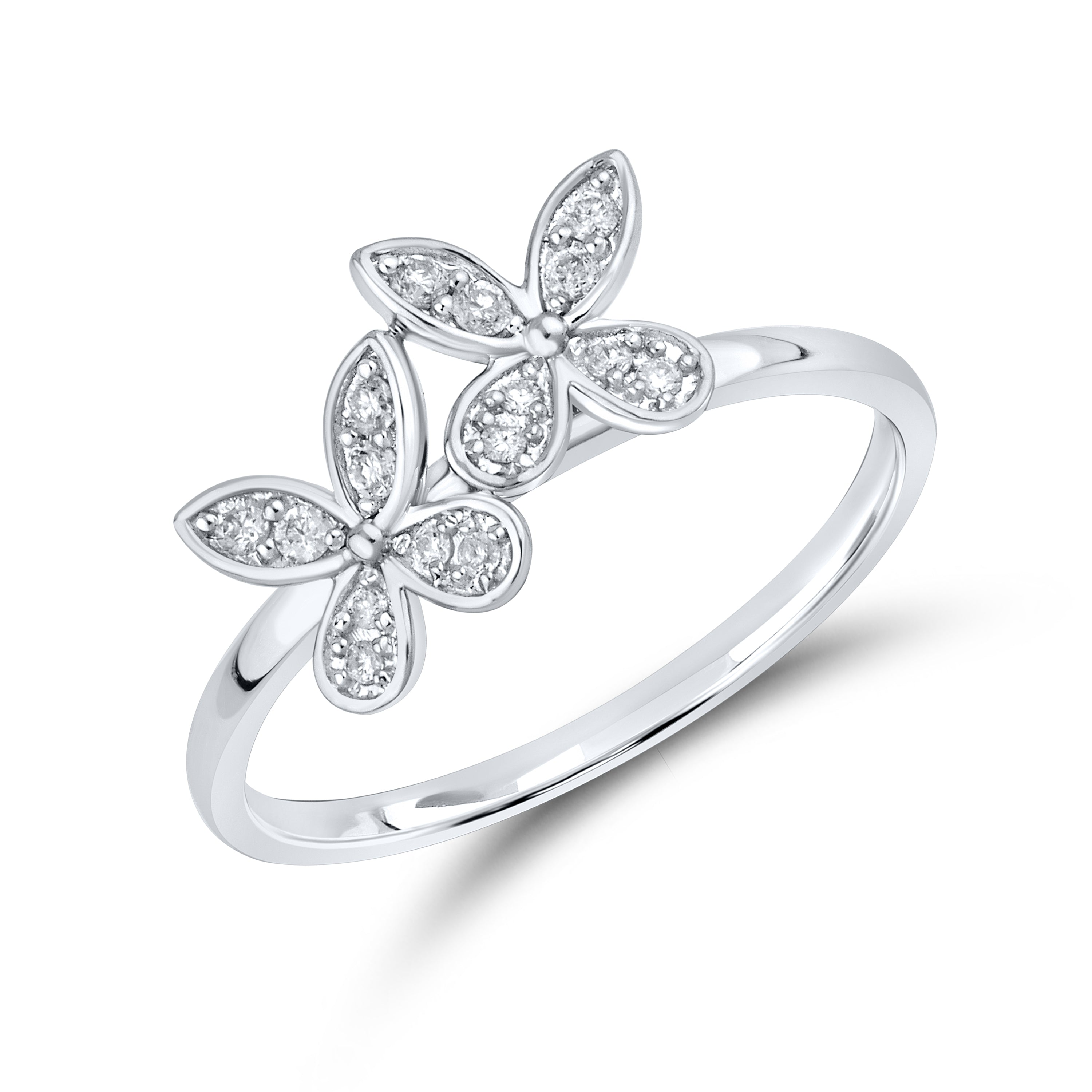 14kt White Gold 0.11 CTW Diamond Butterfly ring